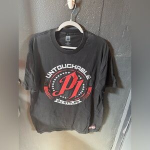 WWE Aj Styles Black Tee with Red and White Design